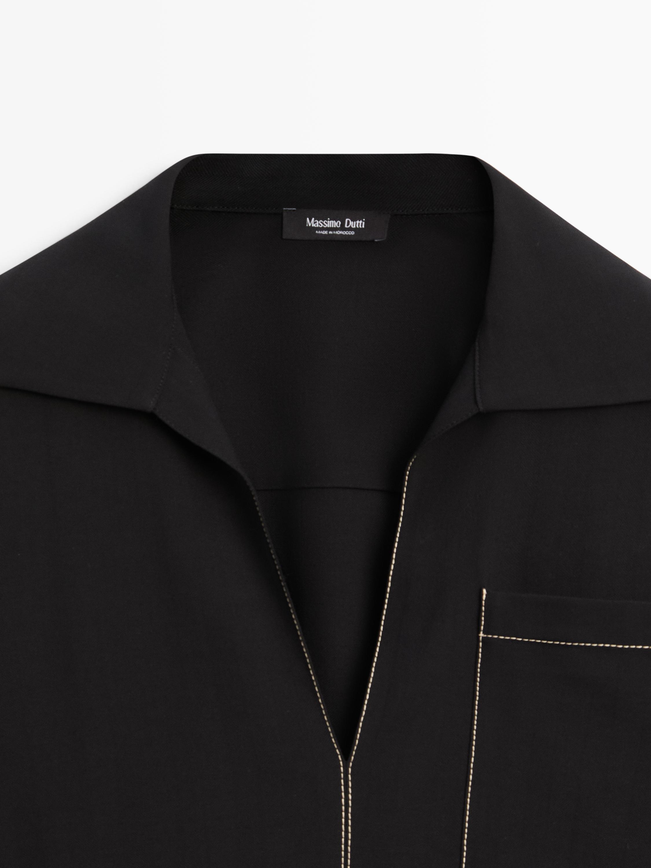 Flowing wool blend overshirt with pocket detail